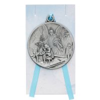 Guardian Angel Crib Medal With Blue Ribbon