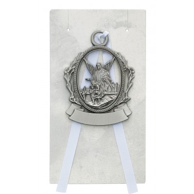 Engravable Pewter Crib Medal w/White Ribbon 735365083084 - PW15-W
