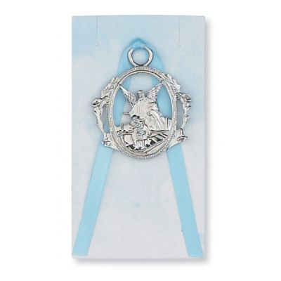 Guardian Angel Crib Medal/Blue Ribbon 735365512751 - PW6-B