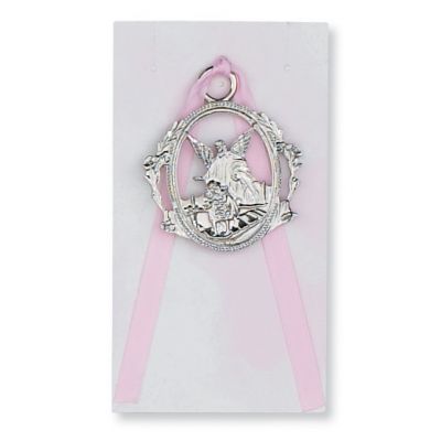 Guardian Angel Crib Medal/Pink Ribbon 735365512614 - PW6-P