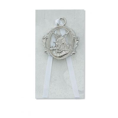 Guardian Angel Crib Medal/White Ribbon 735365597284 - PW6-W