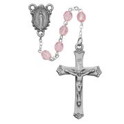 6mm Pink Glass Rosary