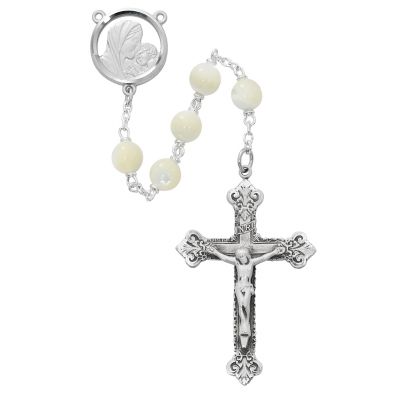 8mm Genuine Mother Of Pearl Rosary - 735365565825 - R137ASF