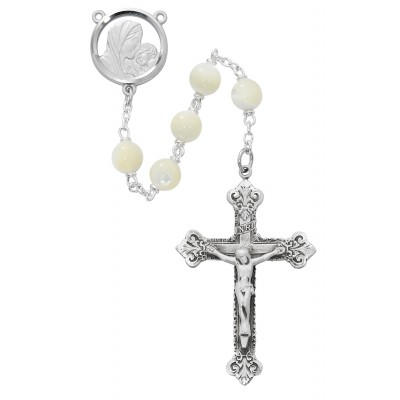 8mm Genuine Mother Of Pearl Rosary - 735365565825 - R137ASF