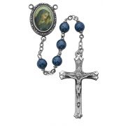 7mm Blue Our Lady of Sorrows Rosary w/Pewter Crucifix/Center