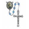 6mm Blue Saint Cecelia Rosary w/Pewter Crucifix/Center