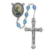 6mm Blue Saint Cecelia Rosary w/Pewter Crucifix/Center