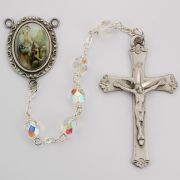 6mm Crystal St Elizabeth Rosary w/Pewter Crucifix/Center
