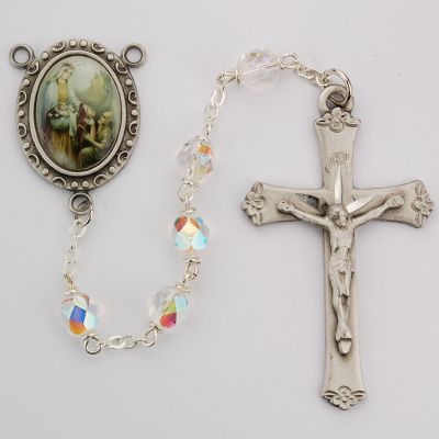 6mm Crystal St Elizabeth Rosary w/Pewter Crucifix/Center - 735365577699 - R193DF