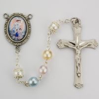 7mm Guardian Angel Rosary w/Pewter Crucifix/Center