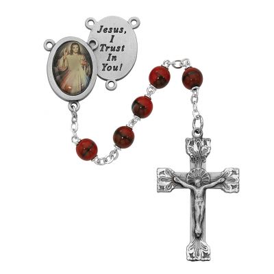 Red Divine Mercy Rosary w/Pewter Crucifix/Center - 735365663217 - R254DF