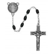 4x6mm Black St Benedict Rosary w/Pewter Crucifix/Center
