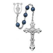 7mm Blue Metallic Beads Rosary w/Gift Box