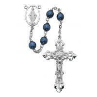 7mm Blue Metallic Beads Rosary w/Gift Box