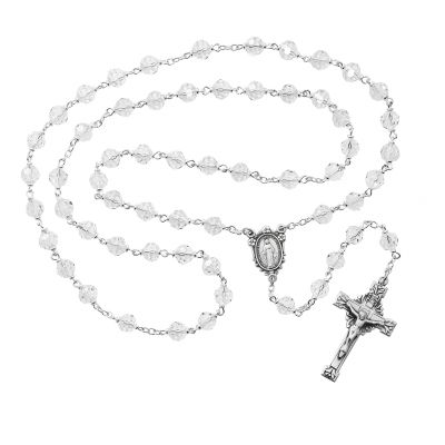 Sterling Silver7mm Crystal Tincut Rosary - 735365533244 - R400DF