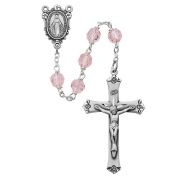 7mm Rose Tincut Rosary Pewter Crucifix/Miraculous Medal