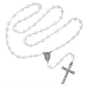 7mm Crystal Tincut Rosary Pewter Crucifix/Miraculous Medal