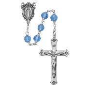 7mm Blue Tincut Rosary Pewter Crucifix/Miraculous Medal