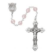 Rhodium 7mm Pink Tincut Rosary