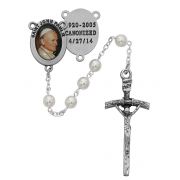 Saint John Paul II Pearl Rosary w/Crucifix/Papal