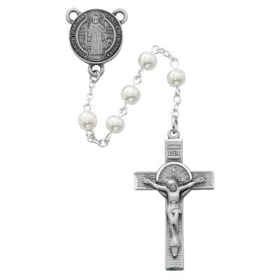 6mm Pearl Saint Benedict Rosary - 735365393756 - R505DF