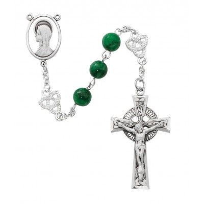 8mm Real Jade Beads Celtic Rosary w/Our Father Beads - 735365443246 - R524SF
