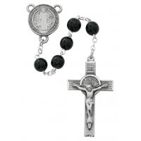 7mm Pewter Black Saint Benedict Rosary