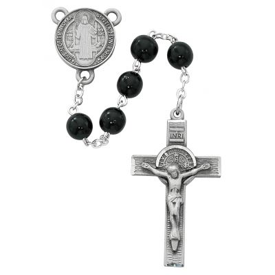 7mm Pewter Black Saint Benedict Rosary - 735365451920 - R545DF