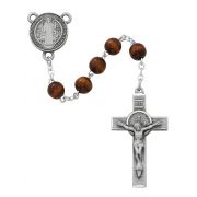 7mm Pewter Brown Saint Benedict Rosary