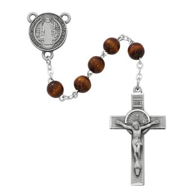 7mm Pewter Brown Saint Benedict Rosary - 735365452026 - R546DF