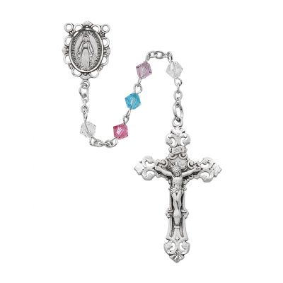 Rhodium Multi Color Swarovski Rosary/Deluxe Gift Boxed - 735365501816 - R548RF