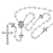 5mm White Pearl/Pink Angel Rosary