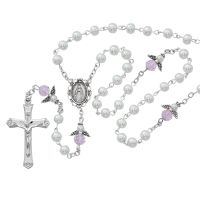 5mm White Pearl/Pink Angel Rosary