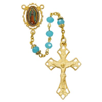 6mm Gold Plated Our Lady of Guadalupe Rosary - 735365467068 - R555HF