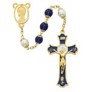 8mm Blue/pearl Capped Rosary