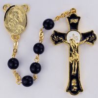 4x6mm Oval Black Glass Rosary