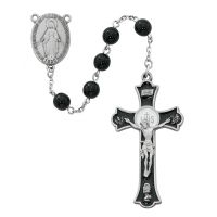 4x6mm Pewter Black Glass Rosary