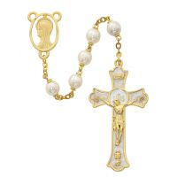 7mm Gold And Pearl Rosary