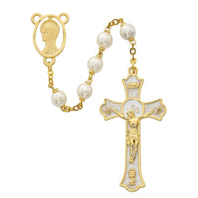 7mm Gold And Pearl Rosary - 735365473281 - R563HF