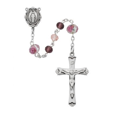 Pewter Pink & Purple Rosary,Deluxe Gift Boxed - 735365495474 - R581RF