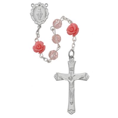 6mm Pink Fire Polished Beads Rose Rosary - 735365491797 - R585RF