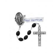 Prayer Petition Locket Rosary With 7.5mm X 9.5mm Black Wood Beads