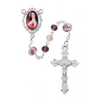 Rhodium Plated Pink & Purple St. Therese Rosary
