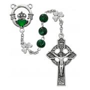 8mm Green Shamrock Rosary