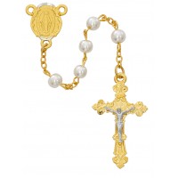 6mm Gold Plated Two Tone Pearl Rosary