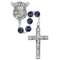 8mm Blue Wood Police St. Michael Rosary