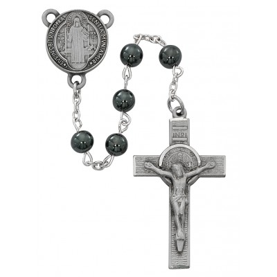 7mm Hematite St Benedict Rosary - 735365515578 - R700DF