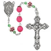 Pink & Ceramic Bead Flower Rosary