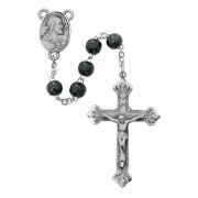 Black Wood Pewter Rosary