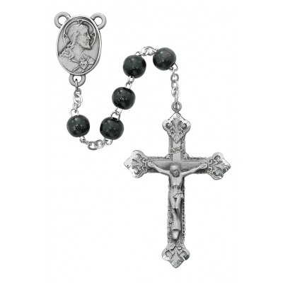 Black Wood Pewter Rosary - 735365528561 - R713DF